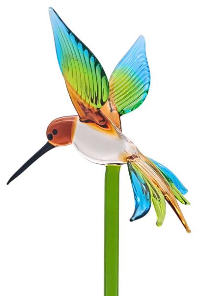 Pflanzenstecker mit Kolibri (braun-grün-blau)